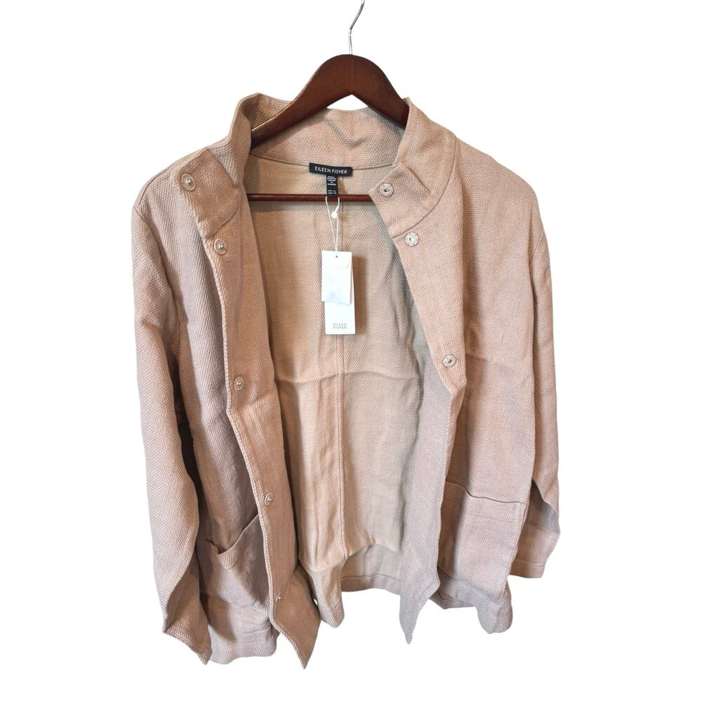 EILEEN FISHER NWT Stand Collar Organic Linen & Cotton Jacket Size XL $328 MSPR - Picture 4 of 12